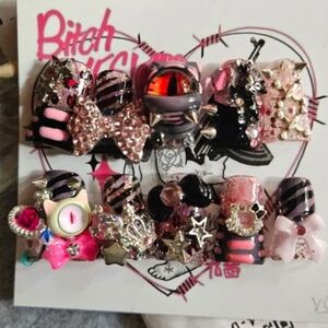 cyberpunk gyaru kawaii harajuku bejewelled y2k handmade press on fake nails